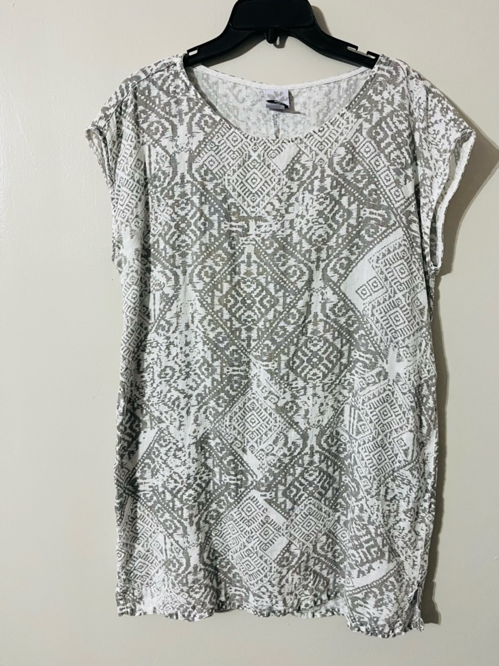 Pre-Loved Match Point Linen Gray & White Dress Sz Small